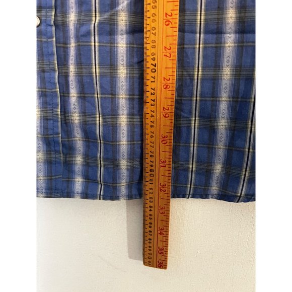 Canyon Guide Outfitters Shirt Mens 2XL Blue Plaid Pearl Snap Short Sleeve Pocket - Picture 5 of 9